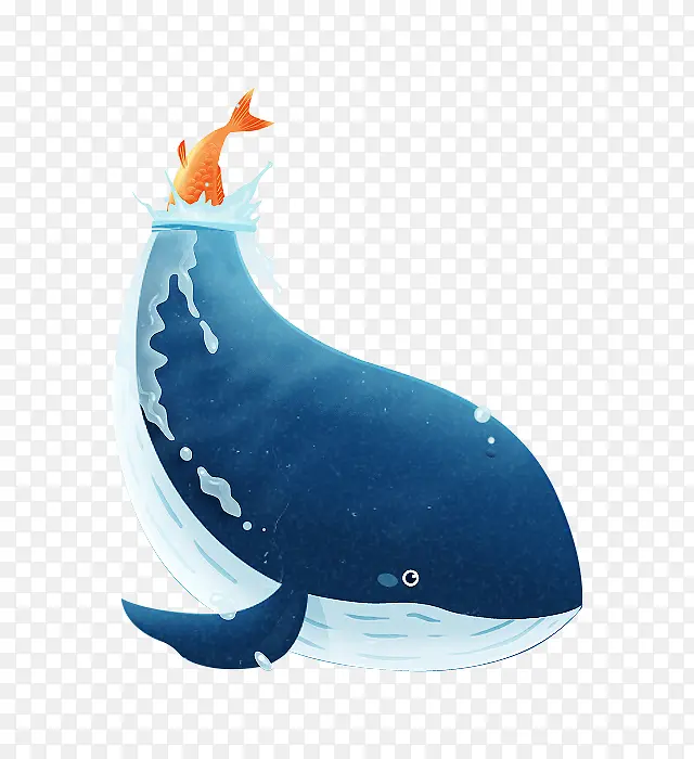 蓝色创意手绘鲸鱼