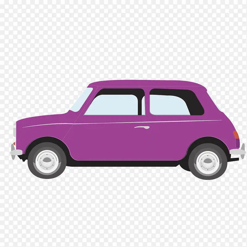 矢量卡通紫色汽车