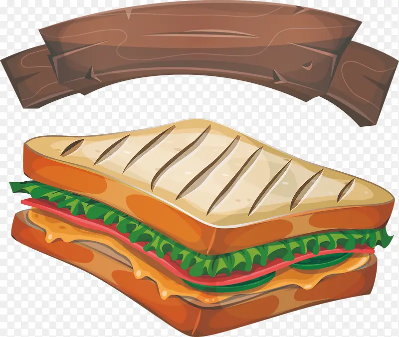 食物复古汉堡卡通促销素材