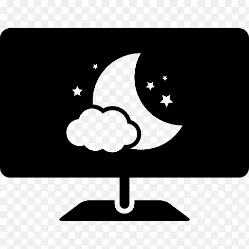 电脑睡眠模式监控画面符号与夜间图像图标