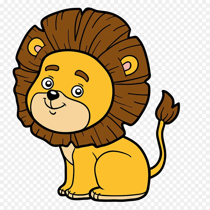 卡通狮子动物设计矢量图