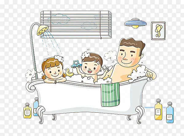 爸爸给孩子洗澡