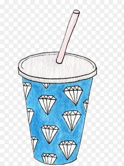 蓝色钻石杯子饮料