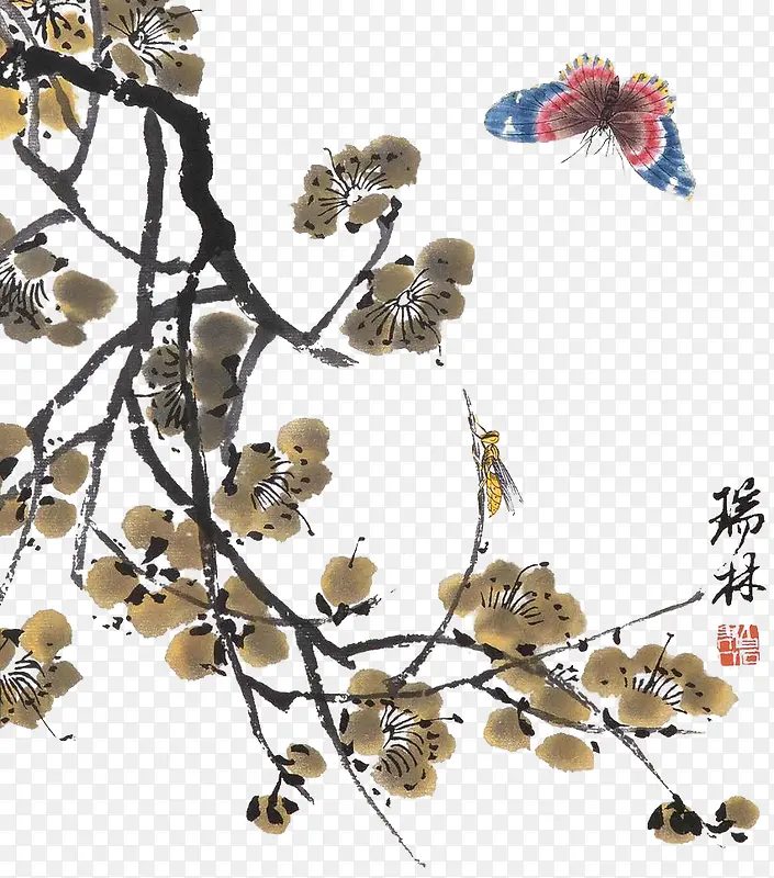 国风手绘山庄美景