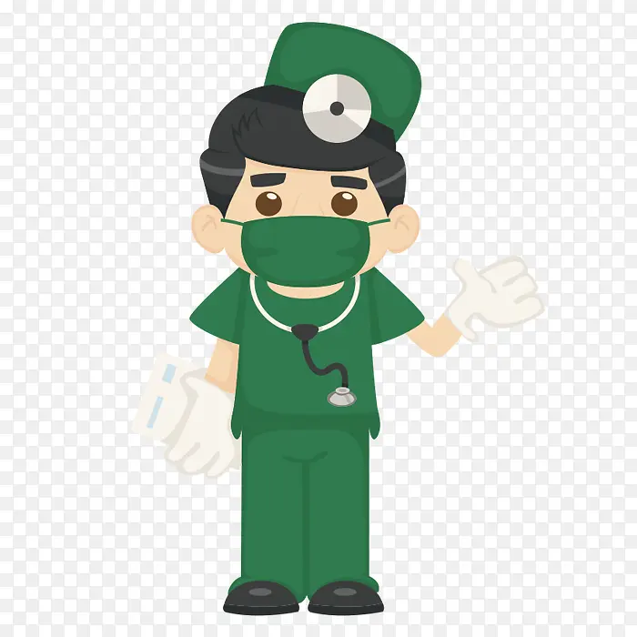 绿色的手术医生