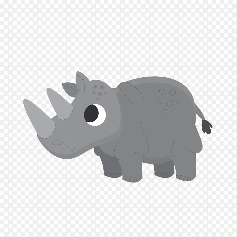 灰色卡通动物犀牛