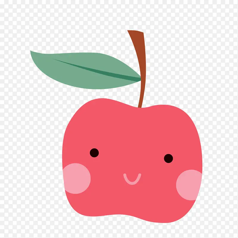 可爱表情红苹果矢量图