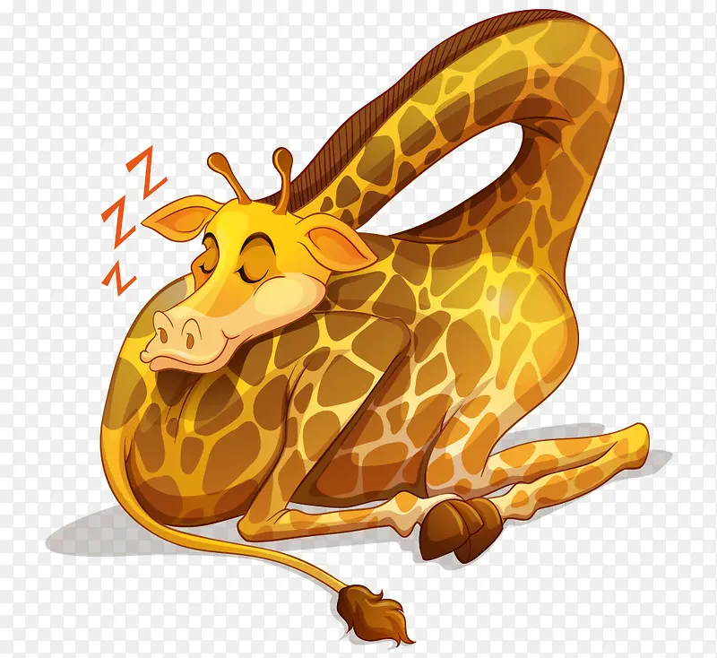 卡通手绘睡觉长颈鹿