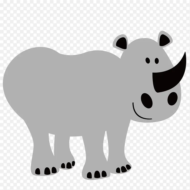灰色犀牛扁平元素