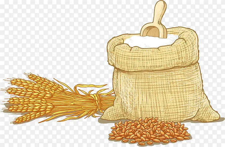 金色小麦面粉卡通素材