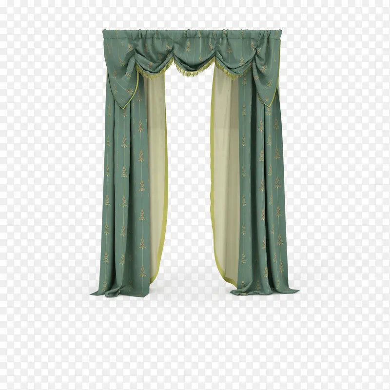 青绿色欧式客厅窗帘拉帘