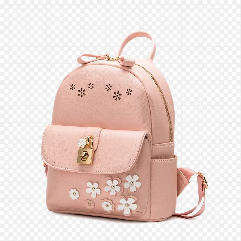 粉色花朵钥匙背包