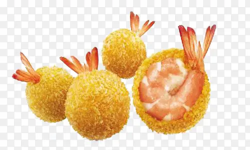 金黄色美味的虾球