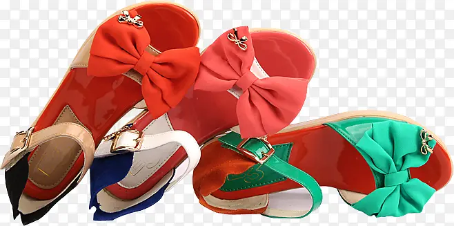 夏日童鞋绿色红色鞋子