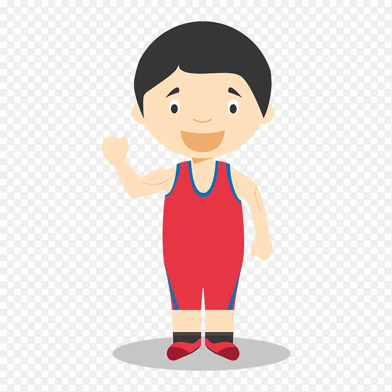 红色运动服少年卡通奥运会
