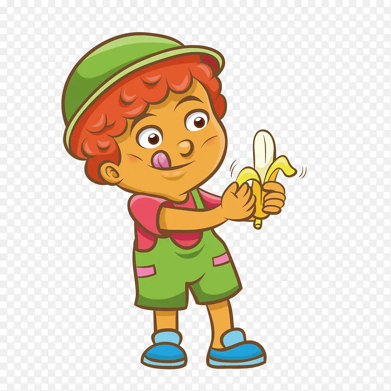 剥香蕉的小男孩