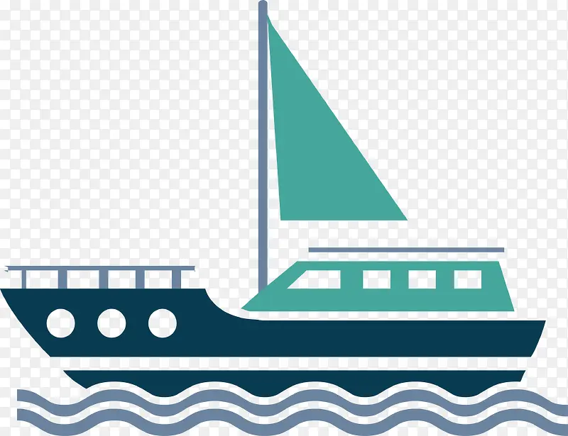 扁平化帆船矢量图