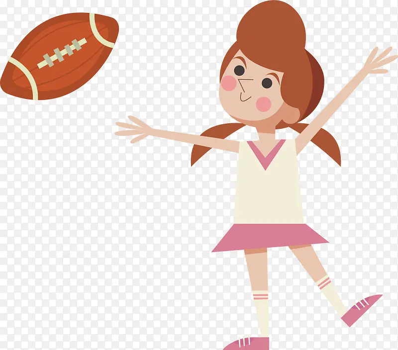 玩橄榄球的小女孩