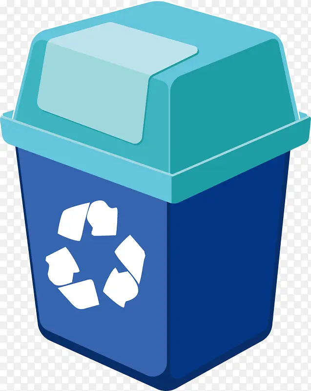 蓝色立体回收垃圾桶