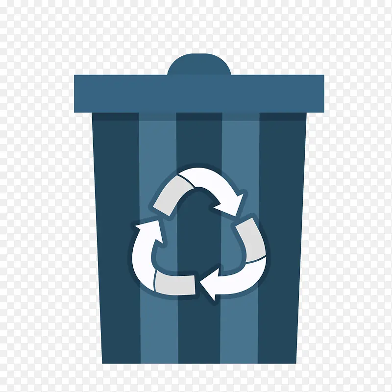 蓝色回收垃圾桶矢量图