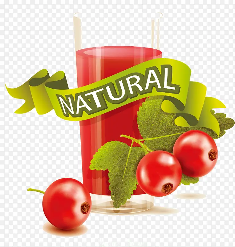 纯天然蔓越莓果汁矢量素材