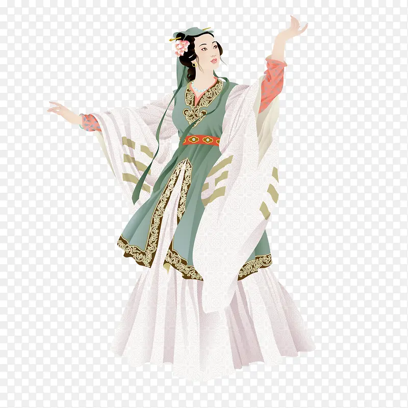 手绘七夕织女矢量素材