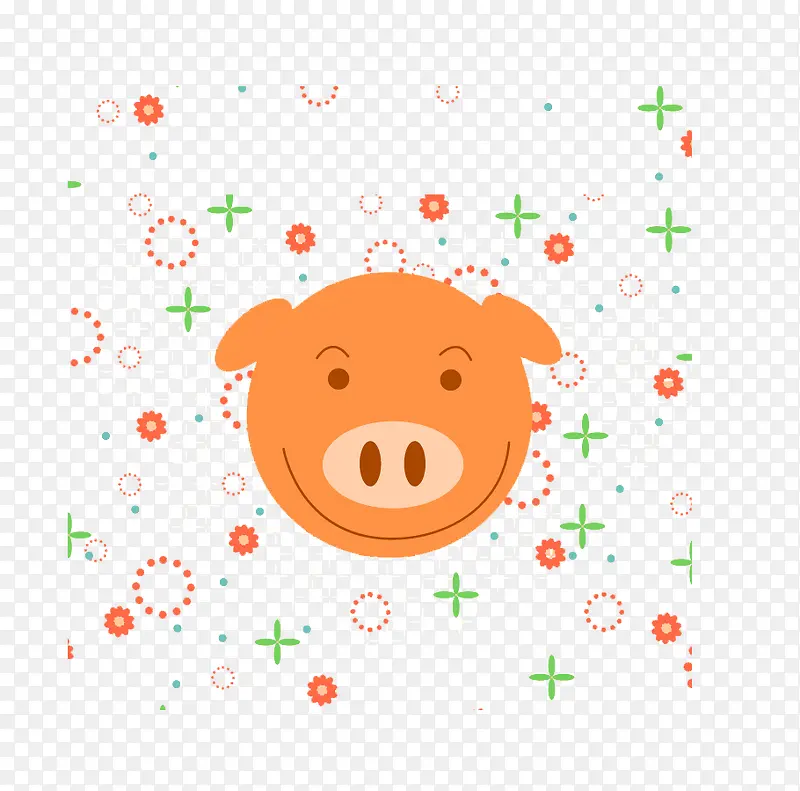 橘色微笑的猪头