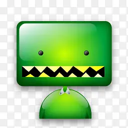 绿色大嘴可爱小怪物PNG图标