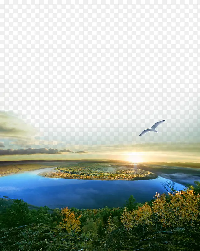 壮阔江景素材背景