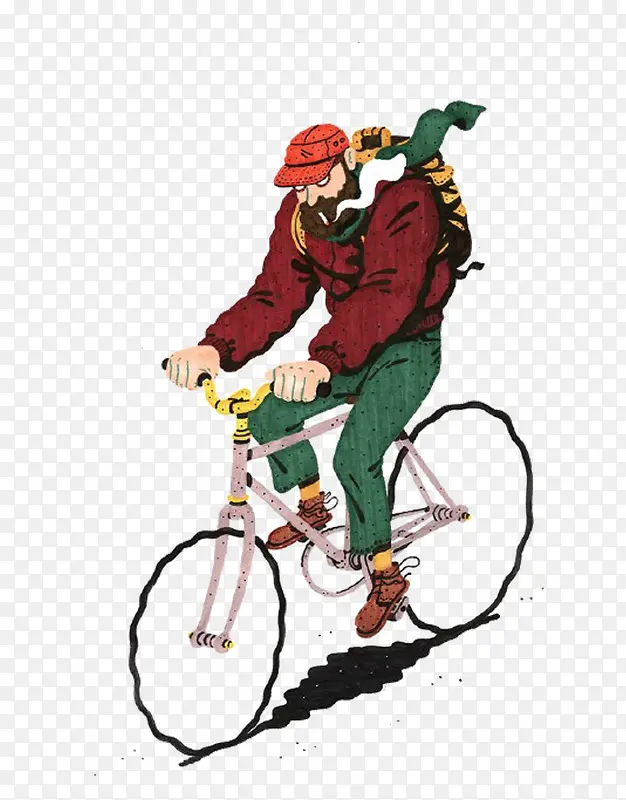 卡通男人骑自行车