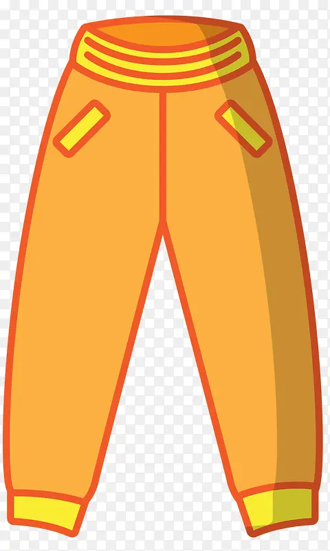 橙黄色矢量卡通风格运动裤
