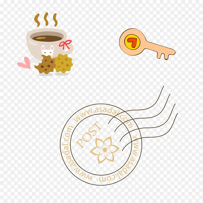 邮戳 茶点 钥匙