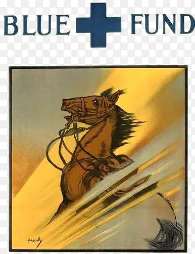 受惊的马与蓝色十字医疗标志