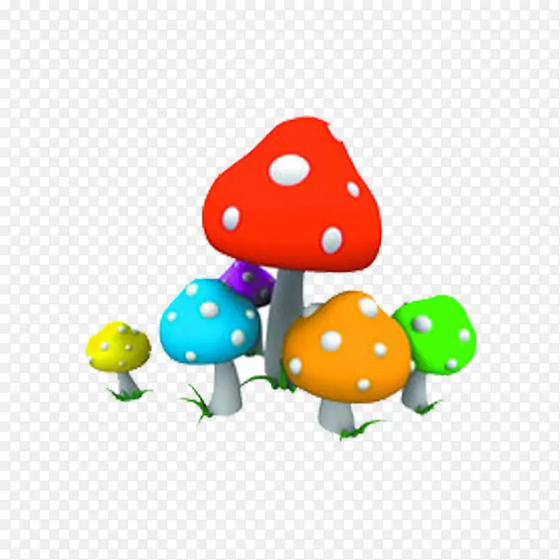 好多彩色的小蘑菇免抠素材