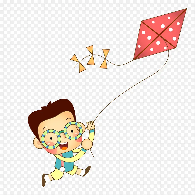 可爱的放风筝的男孩设计