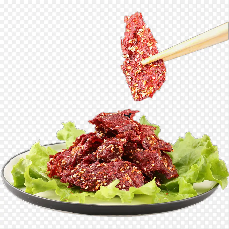 筷子夹芝麻酱肉