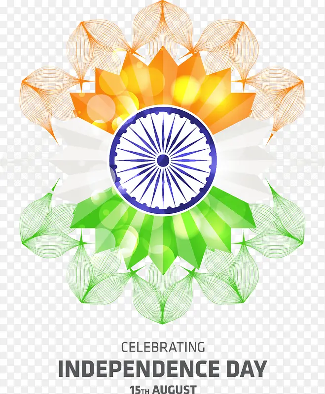 矢量手绘印度国旗元素图案