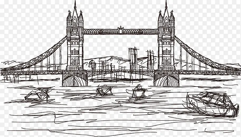 矢量伦敦大桥线稿