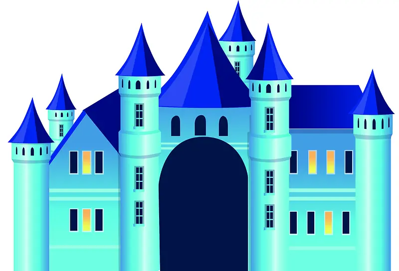 迎宾城堡蓝色卡通