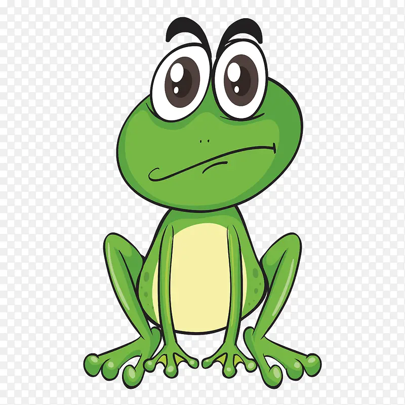 手绘卡通绿色青蛙撇嘴表情