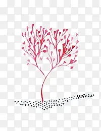 手绘红色珊瑚树