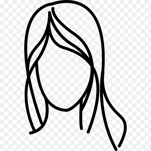 女性长波浪头发的轮廓图标