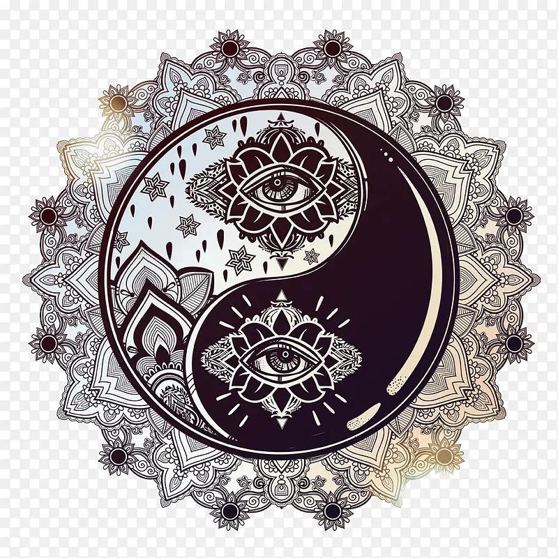 太极花纹插画图片
