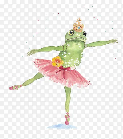 手绘青蛙跳舞装饰卡通图