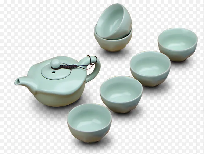 青瓷茶具图案免抠素材
