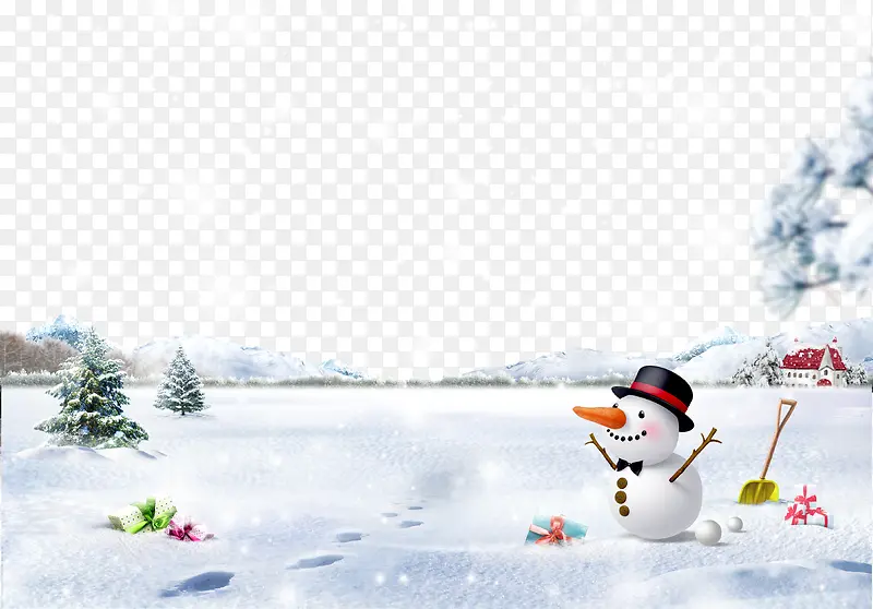 雪中微笑的圣诞节雪人背景