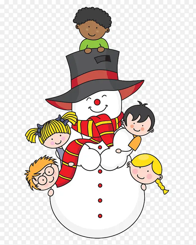免抠卡通雪人身上的孩子