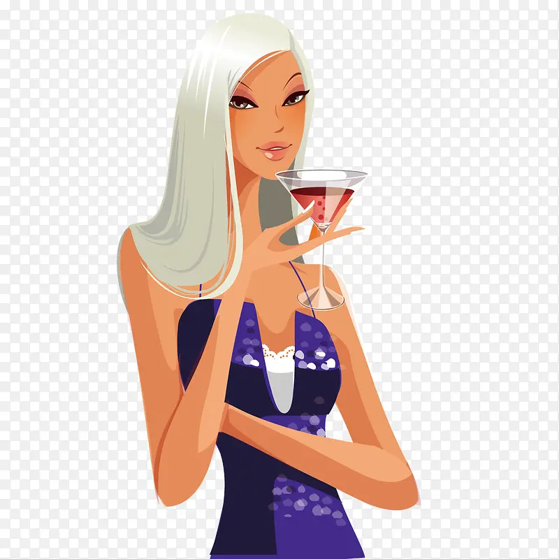 端着红酒的迪厅女孩