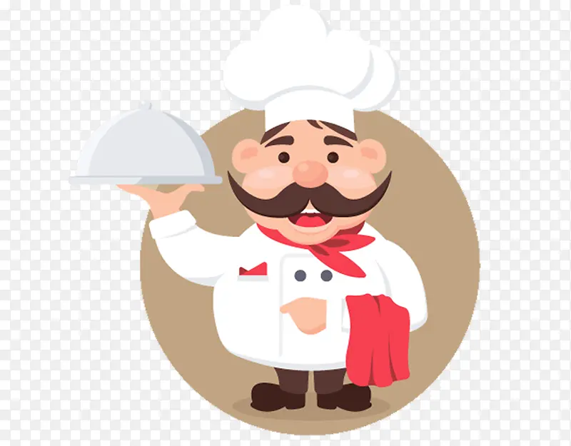 大胡子厨师法式西餐扁平