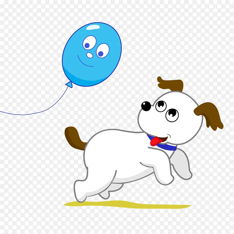 追着气球的小狗矢量图